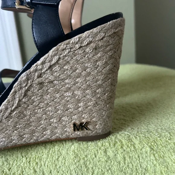 Michael Kors Black Espadrille Platform Wedge Sandals Heels - Picture 7 of 10